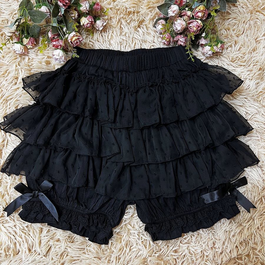 White Black Sweet Cute Lolita Petticoats Lace Shorts Ruffles