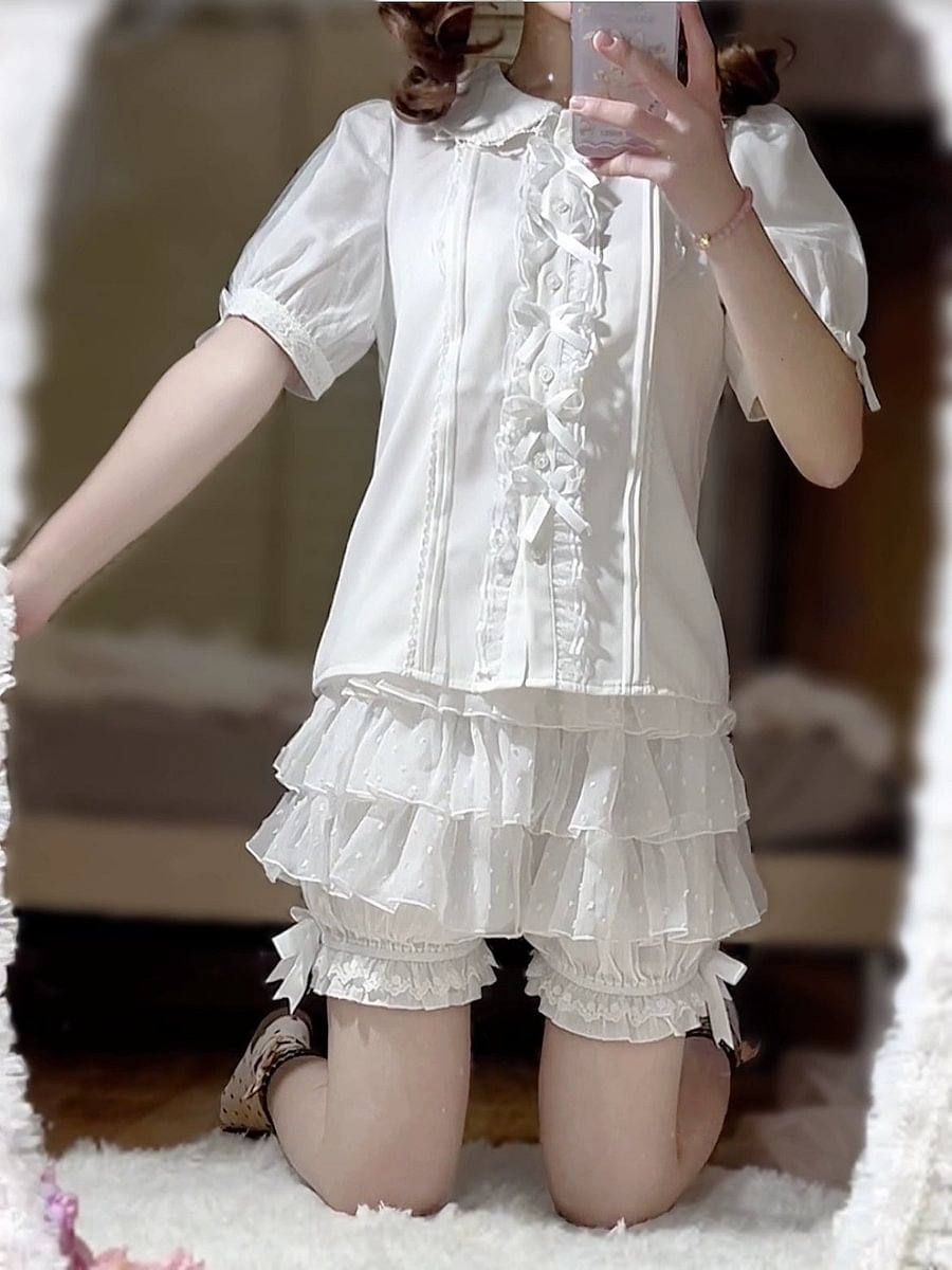 White Black Sweet Cute Lolita Petticoats Lace Shorts Ruffles