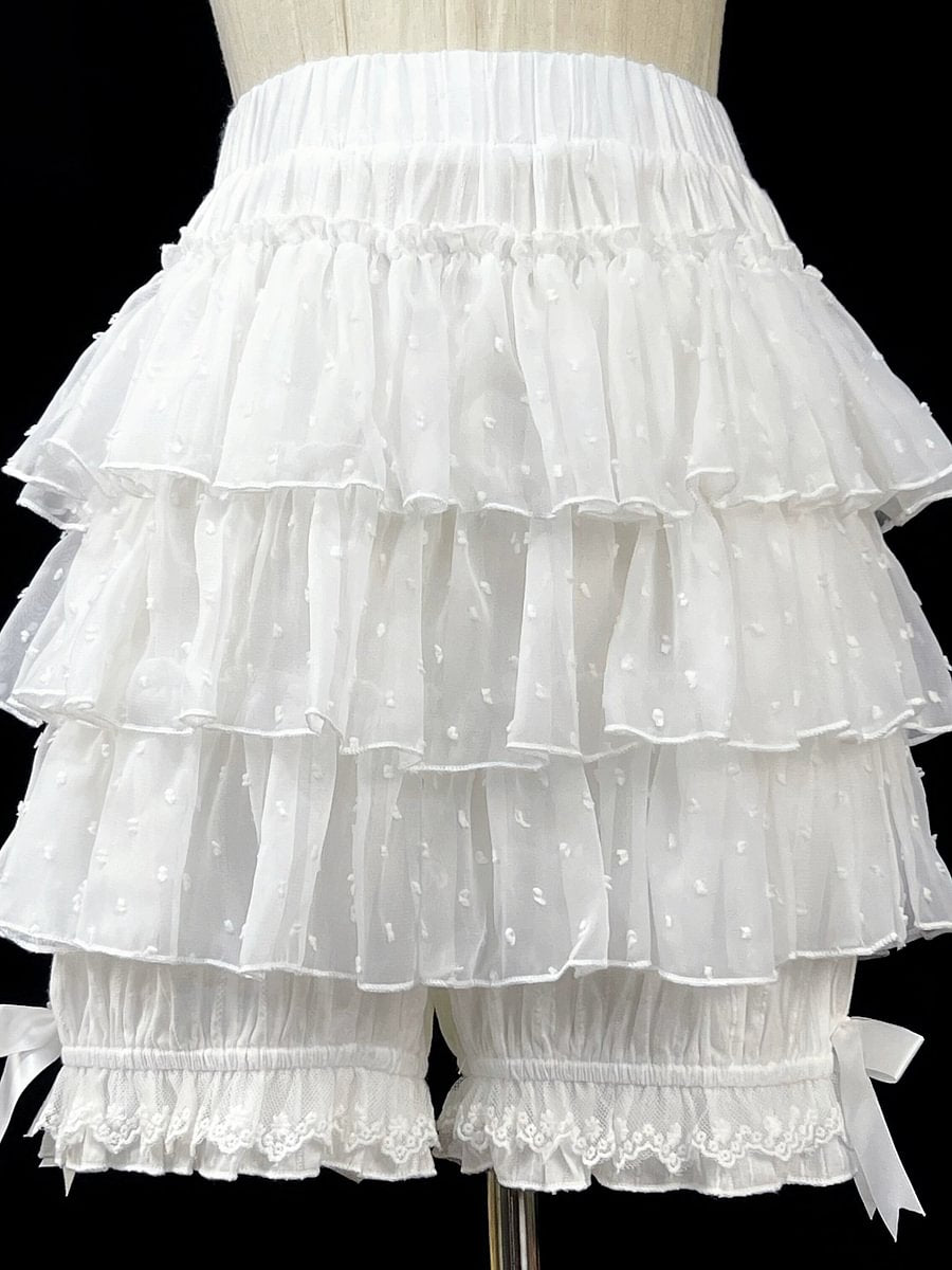 White Black Sweet Cute Lolita Petticoats Lace Shorts Ruffles