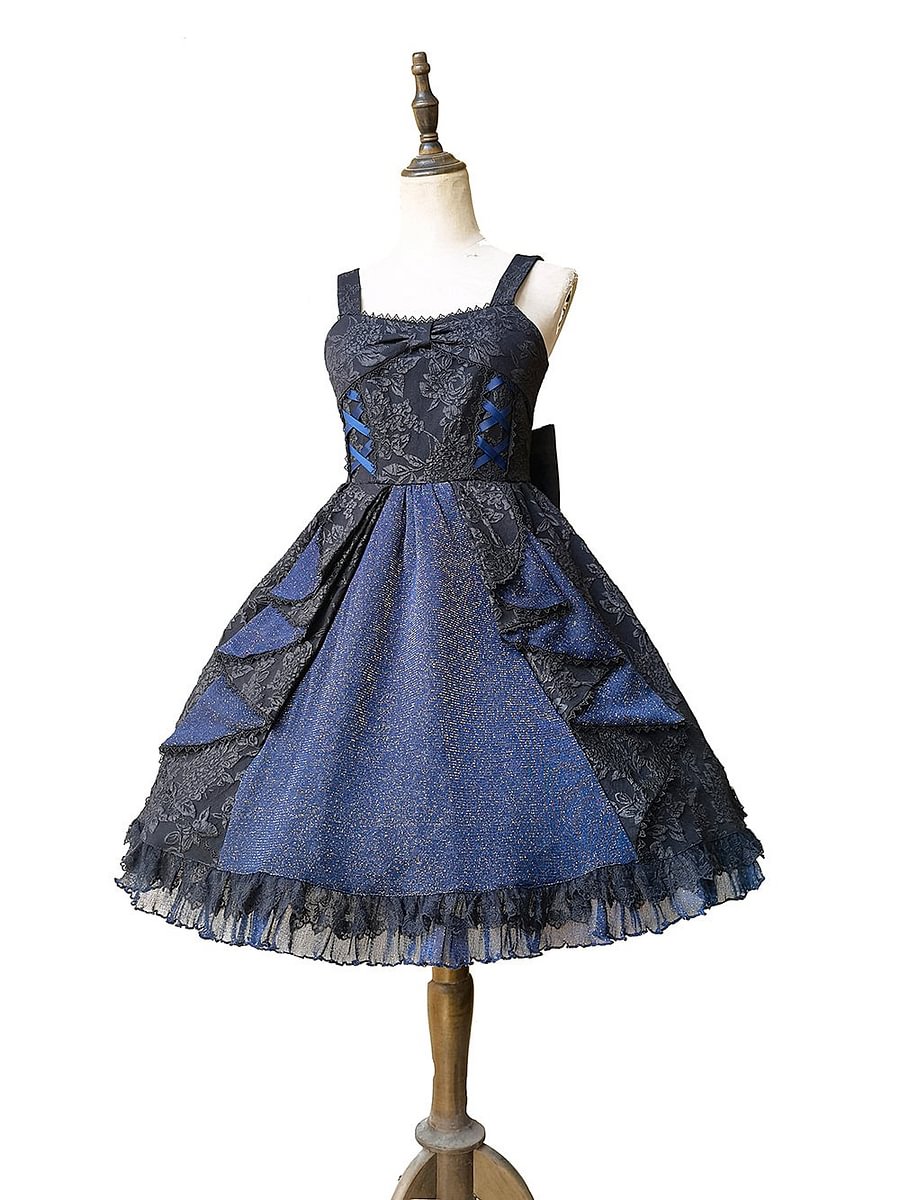 White Blue Solid Color Jsk Lolita Premium