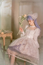 Hime Lolita White Crepe Elegant Long Sleeved Dress Wedding Dresses OP