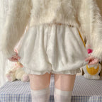 White Cute Lolita Petticoats Pumpkin Pants Cotton Velvet Thermal Lantern Shorts