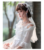 Hime Lolita White Elegant Flower Wedding Layer Gorgeous Dress