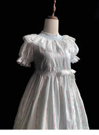 White Floral Cotton Short-sleeved Dress Sweet Doll Cute Lolita Dress