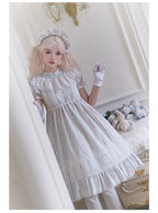 White Floral Cotton Short-sleeved Dress Sweet Doll Cute Lolita Dress