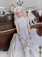 White Floral Cotton Short-sleeved Dress Sweet Doll Cute Lolita Dress