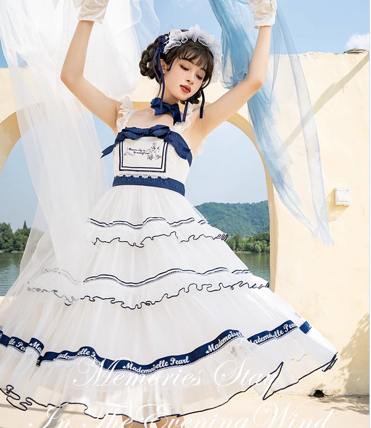 White Light Floral Marriage Jacquard Simple Dress