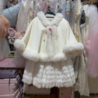 White Solid Color Shawl Cute Lolita Cape Jacket Fall and Winter Models Padded Cape Coat