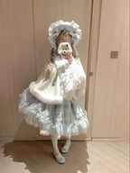 White Solid Color Shawl Cute Lolita Cape Jacket Fall and Winter Models Padded Cape Coat