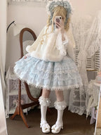 White Solid Color Shawl Cute Lolita Cape Jacket Fall and Winter Models Padded Cape Coat