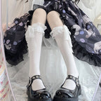 White Stockings Japanese Summer Thin Lace-Up Lace Under Knee Lolita Calf Socks Lolita Accessories