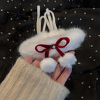 Winter Christmas Necklace Bow Hairball Choker Plush Neck Chain Collarbone Chain Accessories
