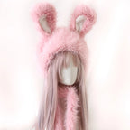 Lolita Hair Accessory Yellow Sweet Ear Modeling Hat Japanese Cute Rabbit Ear Plush Warm Hat