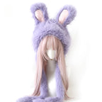 Lolita Hair Accessory Yellow Sweet Ear Modeling Hat Japanese Cute Rabbit Ear Plush Warm Hat