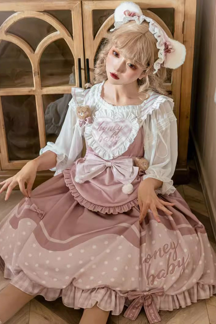 Flesh Pink Bear Bakery Ruffle Bowknot Sweet Princess Lolita Jsk Dress