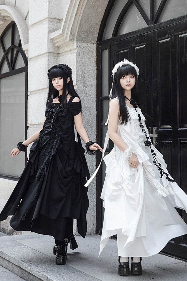 White Dream Sleeveless Ruffle Gothic Lolita Strap Dress