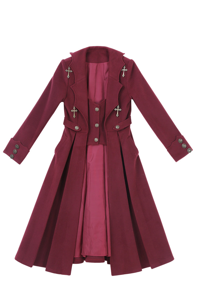 Dark Red The Legend of Dracula Long Sleeves Gothic Prince Handsome Cool Ouji Lolita Coat