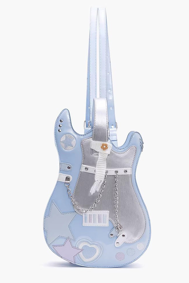 Guitar Heart Creative Color-Block Embroidered Chain-Decorated Sweet Lolita Itabag 4 Colors
