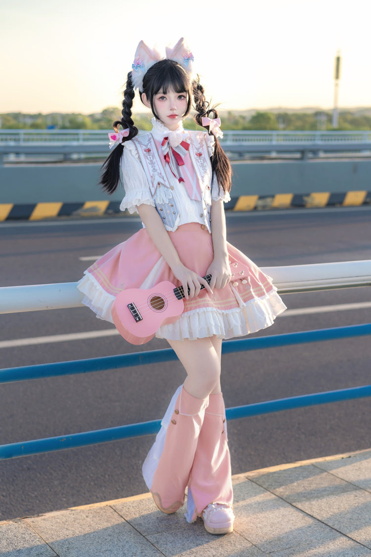 Pink Messenger of Heaven Ruffle Sweet Princess Lolita Skirt