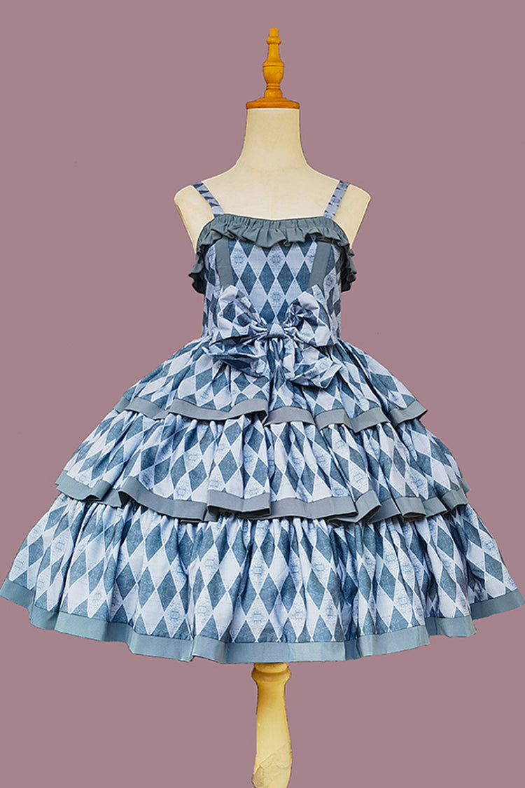Stripe Print Cloth Cat Triple-Layered Ruffle Bowknot Sweet Lolita Dress 4 Colors