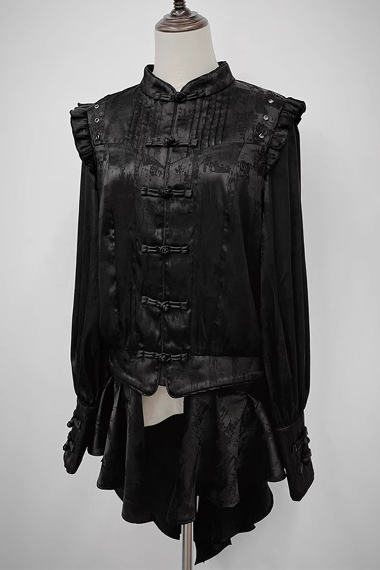 Bone Dragon Stand Collar Long Sleeves Ruffle Embroidery Ouji Fashion Classic Lolita Blouse 3 Colors