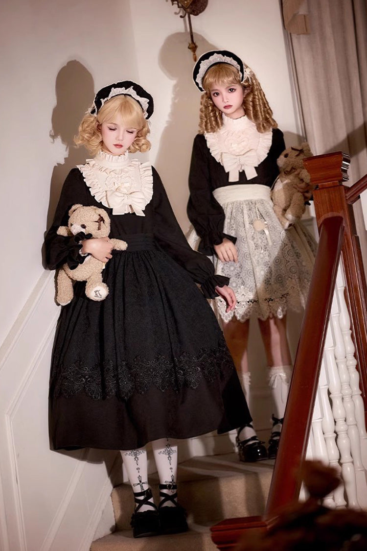 Black Twilight Choir Long Sleeves Bowknot Lace Sweet Vintage Lolita Dress 2 Versions