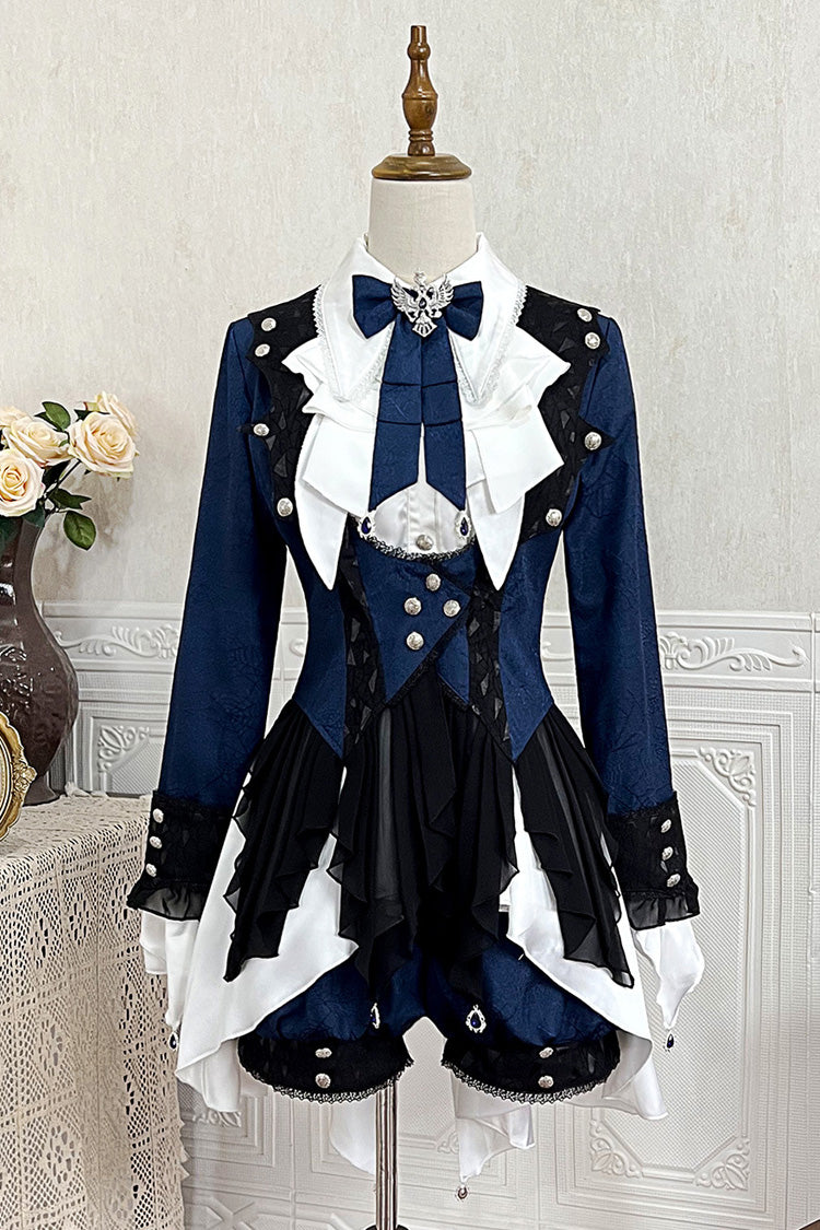Blue Chris Son of Evil Long Sleeves Irregular Prince Handsome Ouji Lolita Coat
