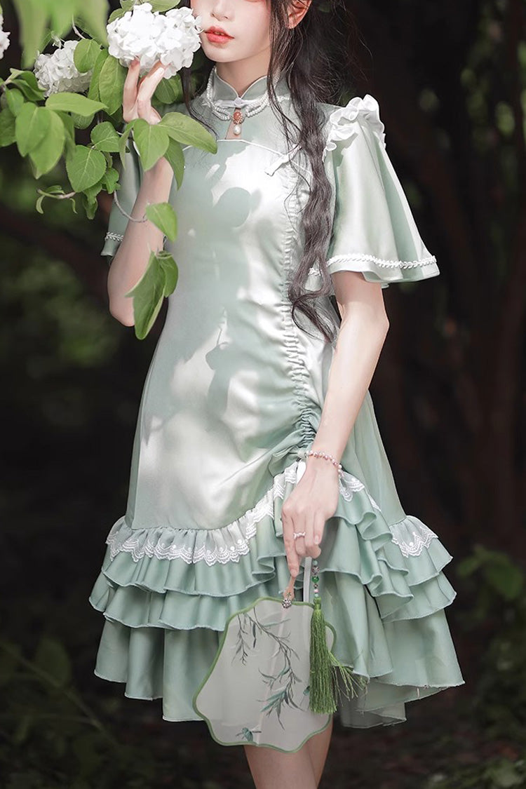 Green Han Element Chinese Style Cheongsam Sweet Lolita Dress