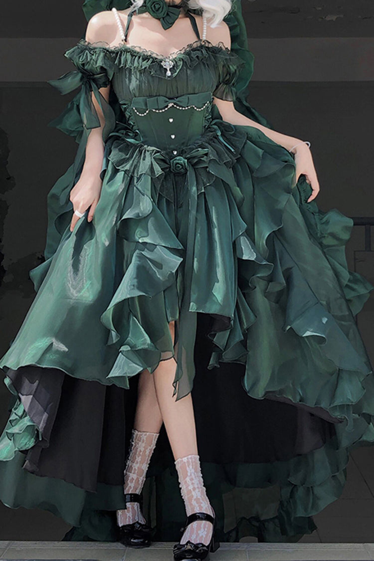Green Bowknot Irregular Sweet Princess Lolita Jsk Dress