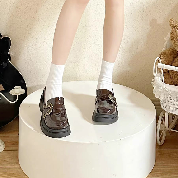 Vintage Accordion Knight Bowknot Chinese College Style Lolita Ankle Shoes 2 Colors