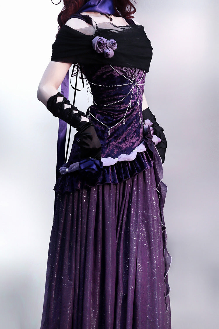 Purple Madame Butterfly Ruffle Bowknot Lace Sweet Elegant Gorgeous Lolita Jsk Dress