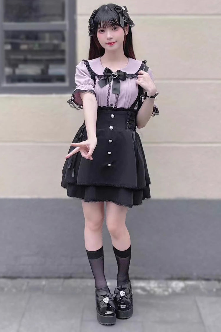 Jirai Kei High Waisted Bowknot Lace Lace-Up Sweet Lolita Skirt 2 Colors
