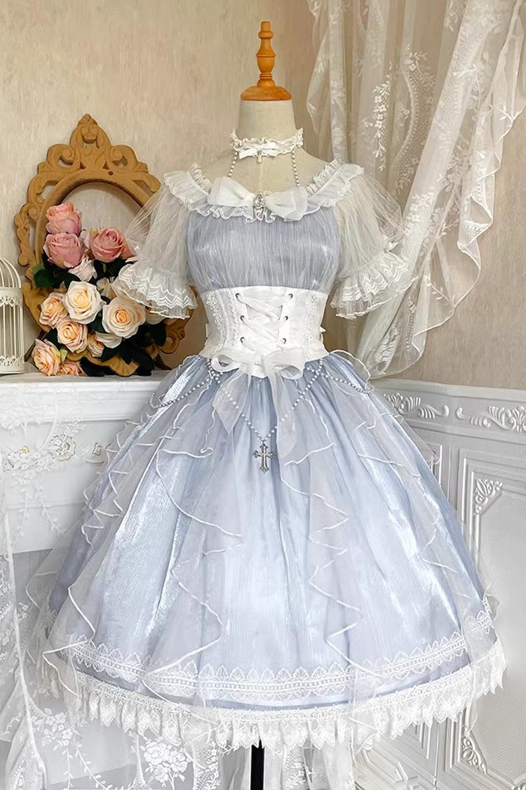 Blue Short Sleeves Ruffle Hanayome Sweet Mermaid Princess Lolita Dress