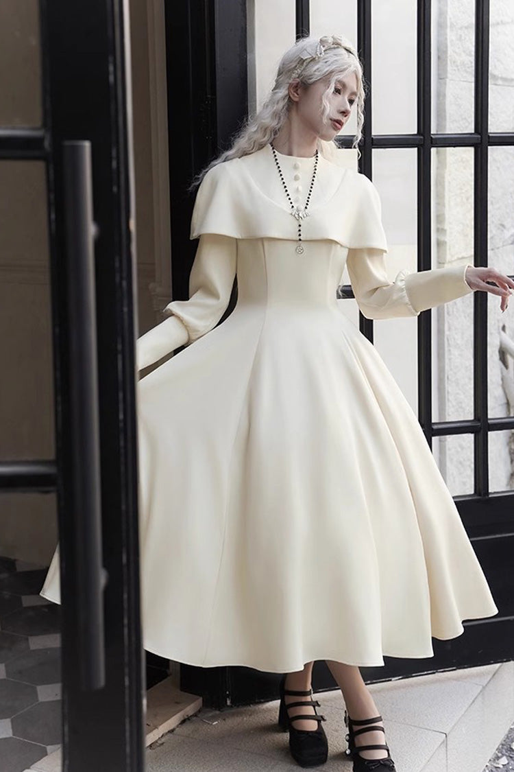 Ivory Thirteenth Evening Long Sleeves Slim Gothic Elegant Lolita Dress