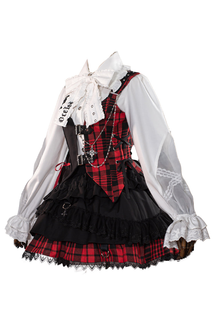 Subculture Plaid Print Ruffle Princess Lolita Skirt Set 2 Colors