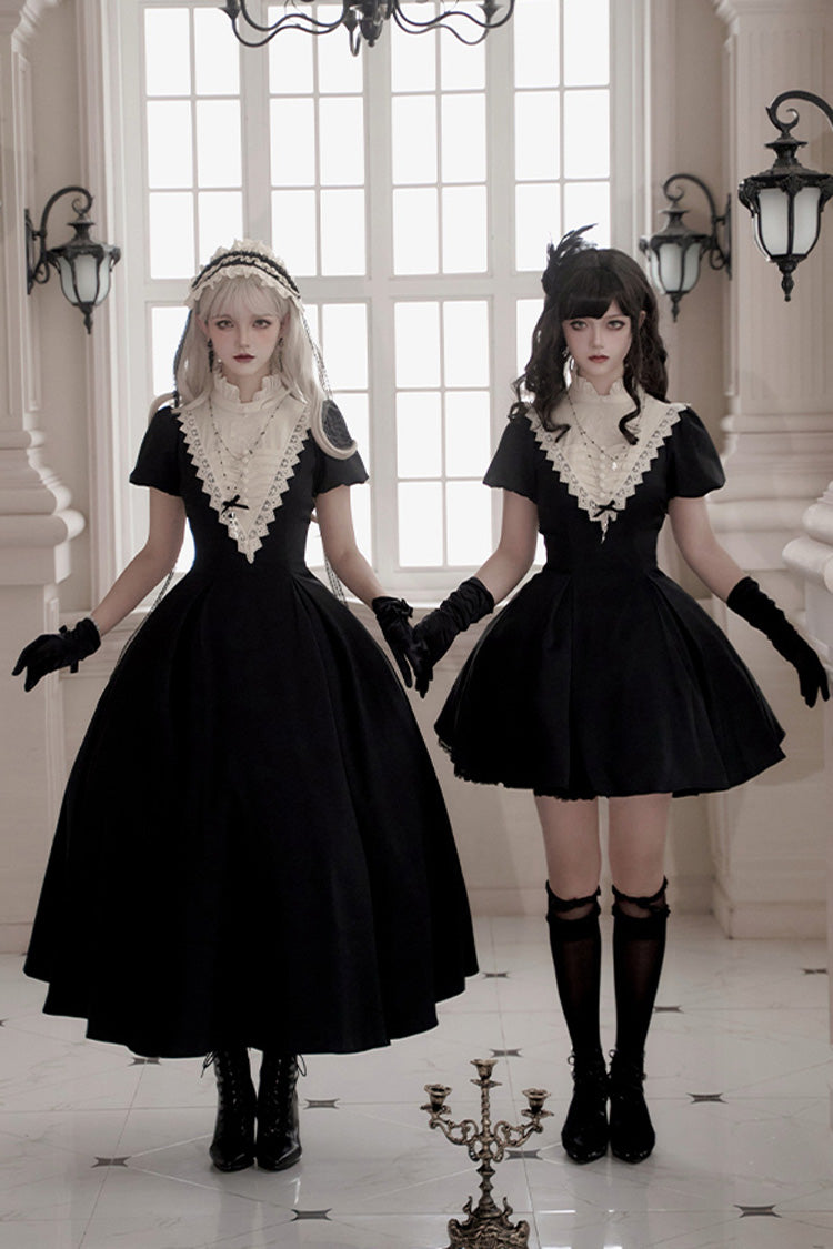 Black Letters and Poems·Nocturne Nun Long Sleeves Ruffle Gothic Lolita Short Dress