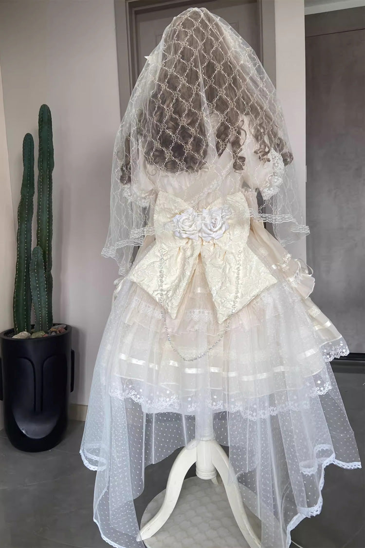 Ivory Jewel Ballet Doll Ruffle Hanayome Bowknot Lace Sweet Elegant Lolita Dress
