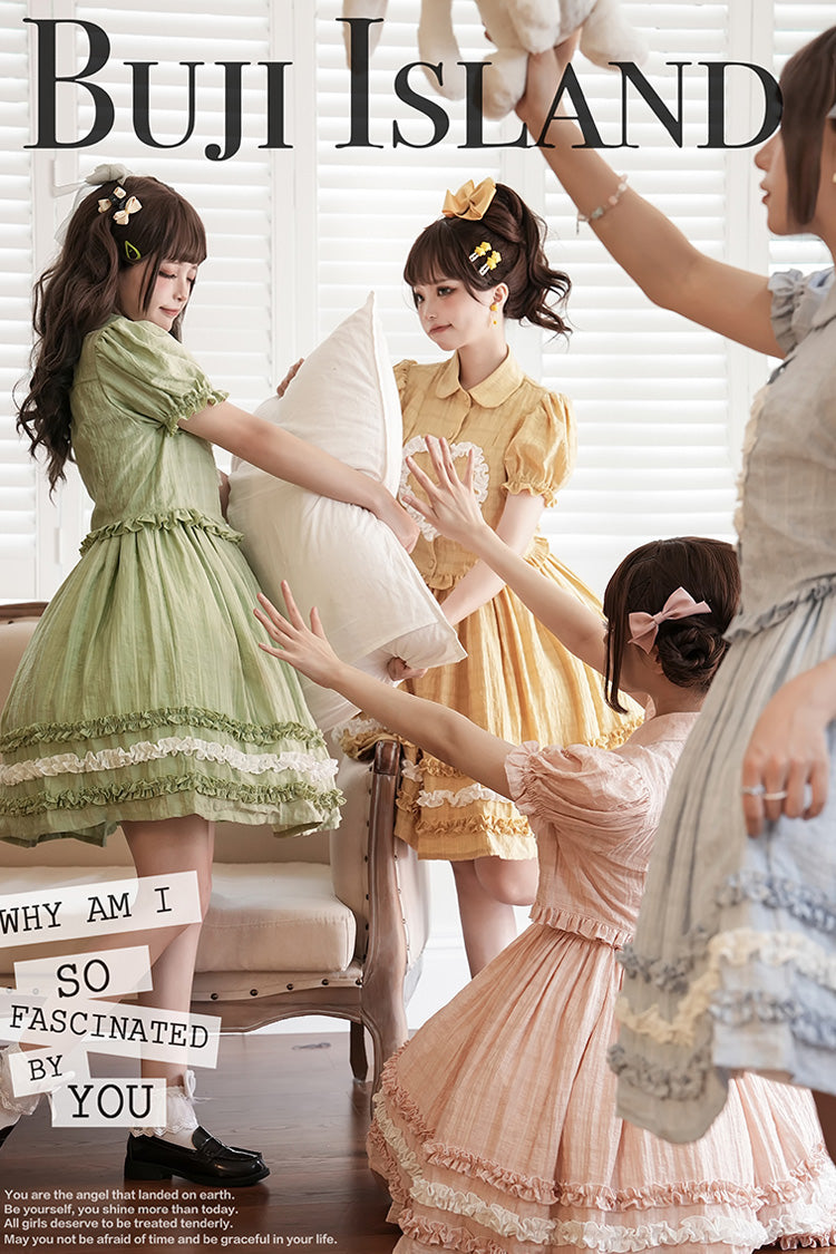 Buji Island Sleeveless Ruffle Bowknot Sweet Lolita Jsk Dress 4 Colors