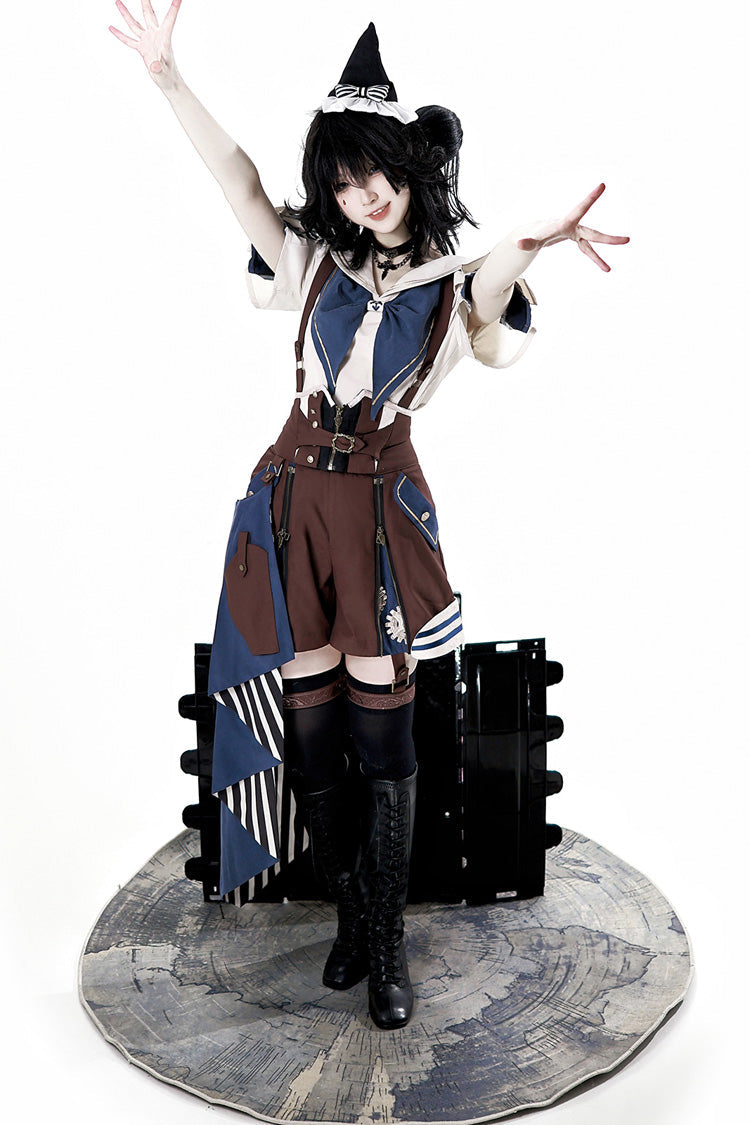 Brown Inventor of Wonderful Equipment Ouji Punk Cool Lolita Bib Shorts