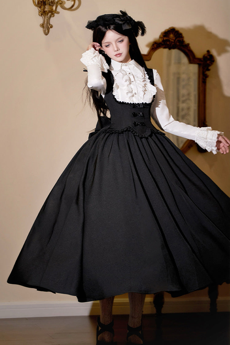 Black Silent Words Ruffle Bowknot Classic Lolita Jsk Push-Up Dress