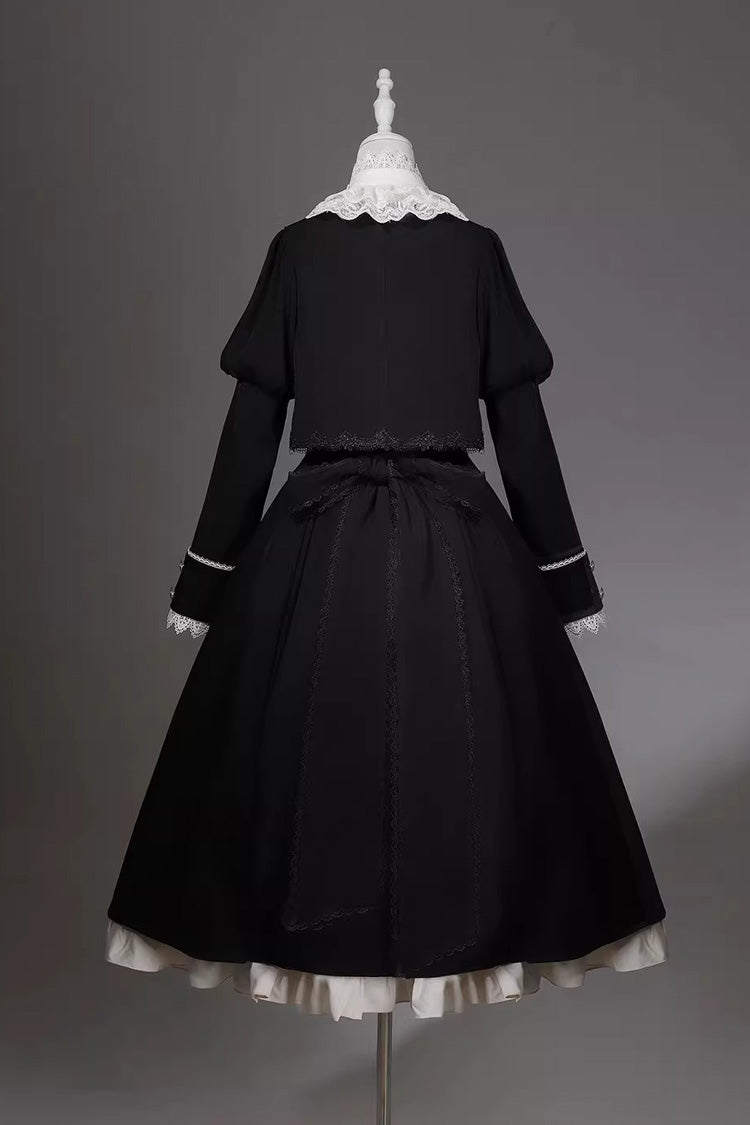 Black/White Violin Variations Ruffled Embroidered Gothic Lolita Jumper Dress Set