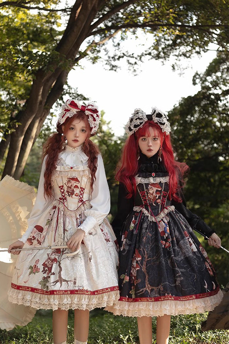 Cat Traveler Print Ruffle Vintage Elegant Sweet Lolita Jsk Dress 2 Colors