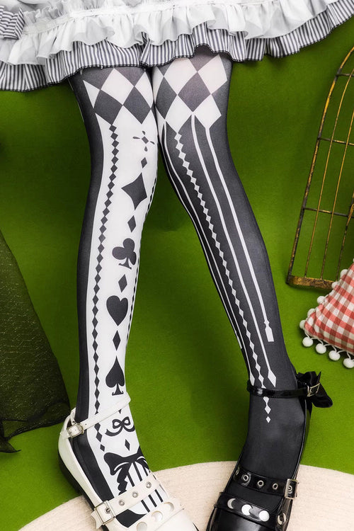 Alice in Wonderland Poker Printed Gothic Lolita Tights 5 Colors
