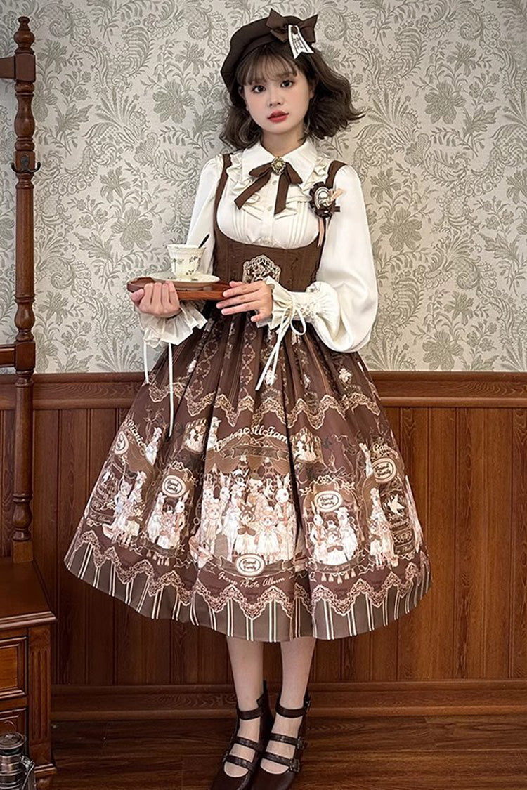 Doll's House Print Ruffle Embroidery Long Version Sweet Lolita Jsk Dress 2 Colors
