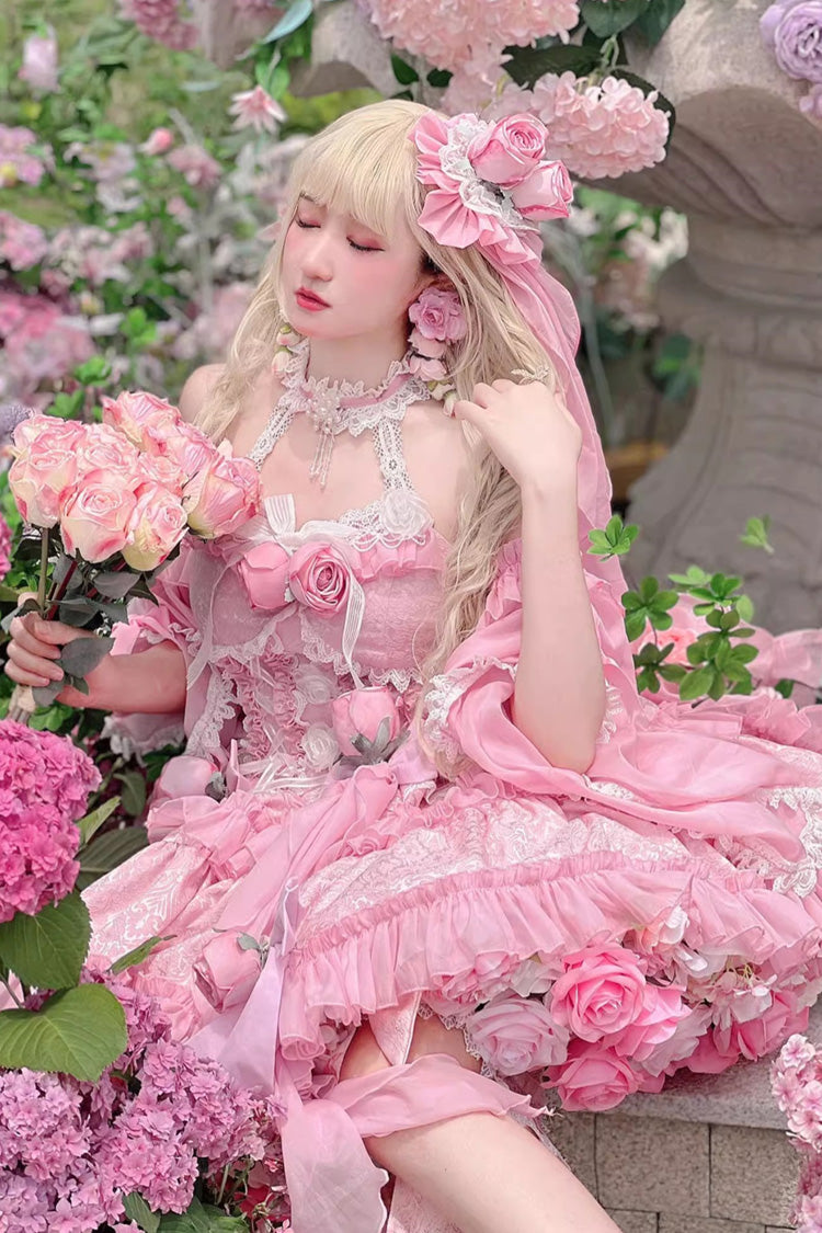 Gem Princess Fish Bone Detached Hime Sleeves Sweet Lolita Princess Dress Set 2 Colors