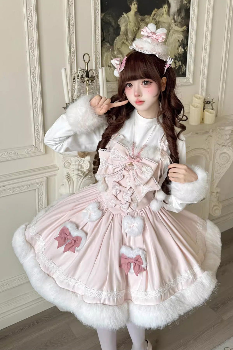 Sweet Dream Bunny Furry Bowknot Sweet Lolita Dress 2 Colors and 2 Versions