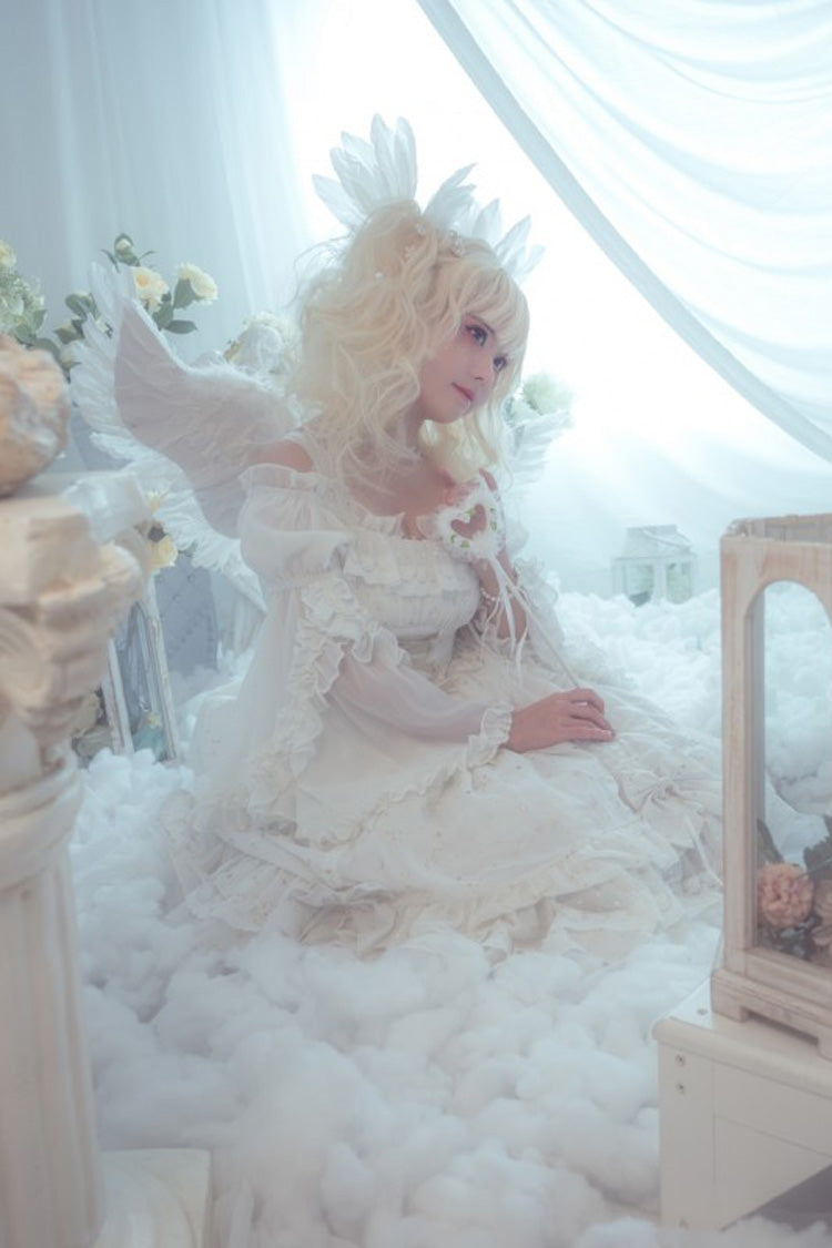 Wishing Stars Double-Layered Ruffle Bowknot Lace-Up Gothic Lolita Jsk Dress Version 1