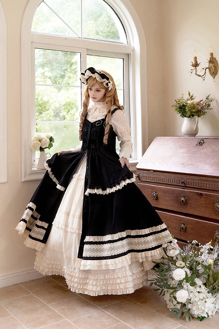 Black Lily Multi-Layered Ruffle Lace Classic Elegant Lolita Jsk Dress