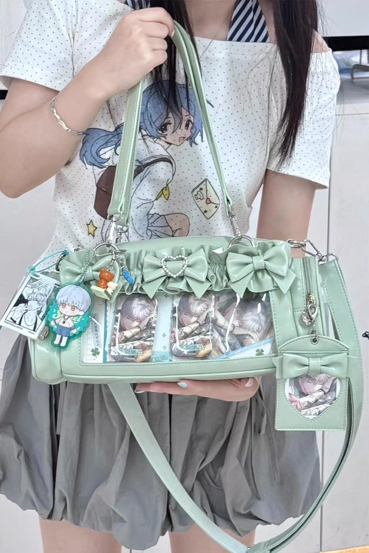 Sweet Heart-shaped Metal Decoration Bow Japanese Itabag 5 Colors