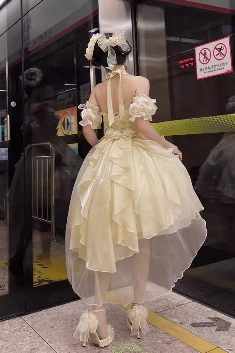 Ivory Ruffle Bowknot Sweet Princess Gorgeous Lolita Strapless Dress Set